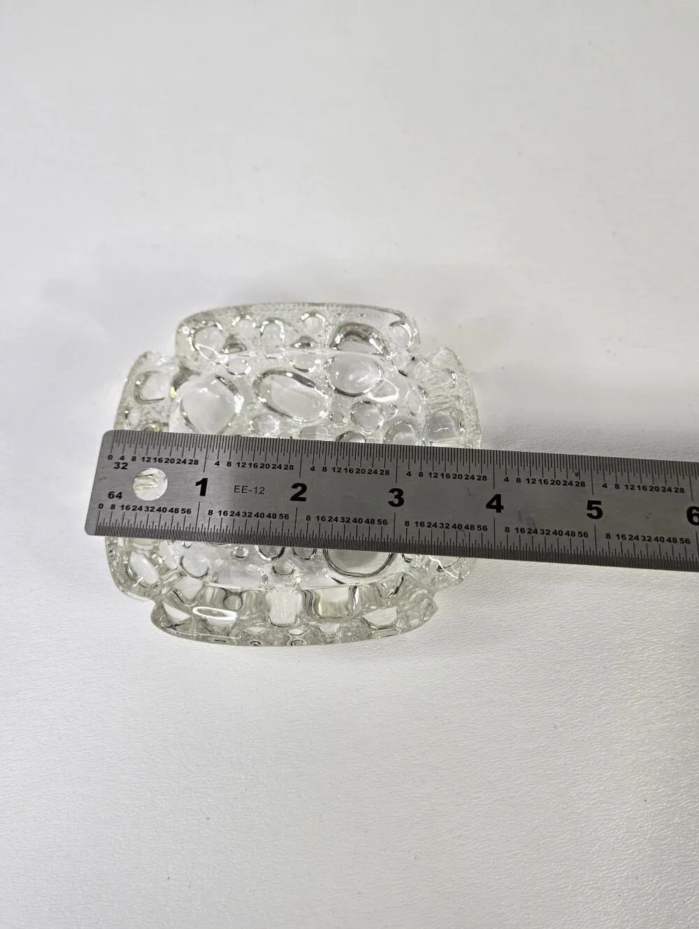 VTG Bubble Glass Ashtray Retro MCM 1960s Square Clear Glass Tray Raindrop